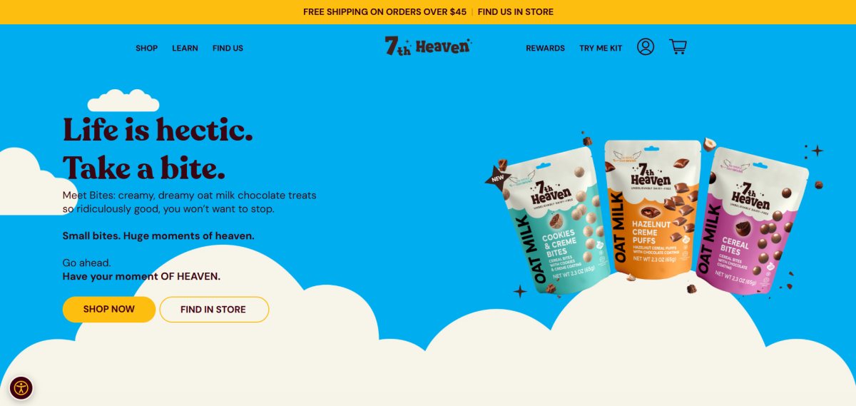 צילום מסך של האתר 7th Heaven Chocolate
